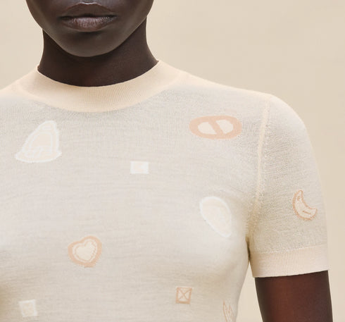 ショートスリーブニット 《キャンディ・リブリス》モチーフ